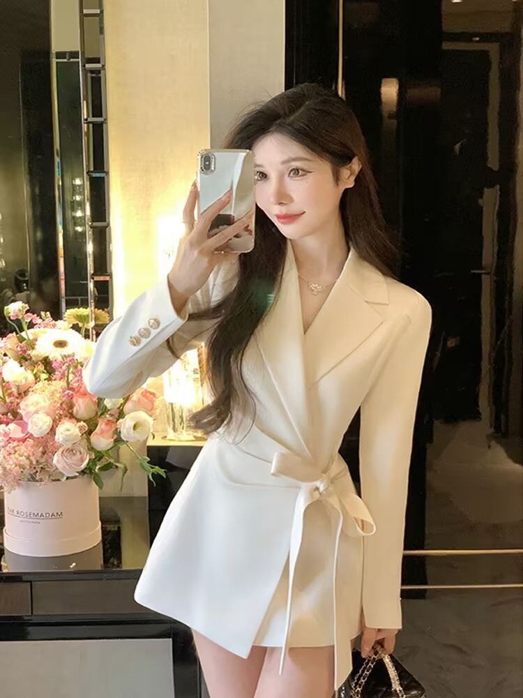 Blazer Feminino de Cor Sólida, - Corset Waist Cinch avaliação e preço