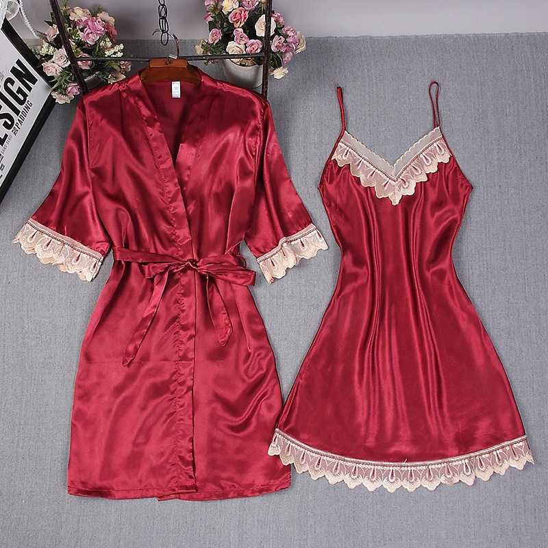 Moda feminina borgonha falso s - Robe Silk Women avaliação e preço